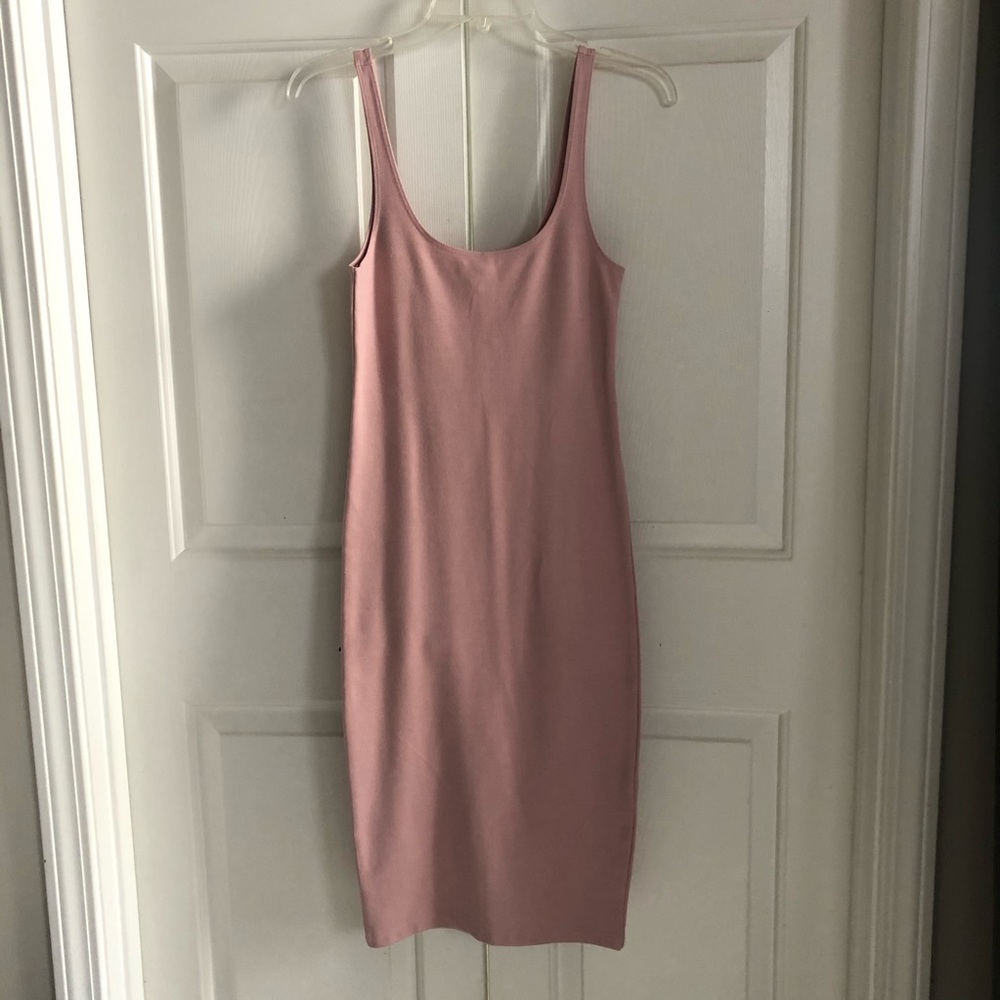Forever 21 bodycon midi dress pink Small NEW - Picture 2 of 8